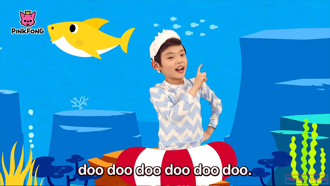 baby shark screen grab with blue background