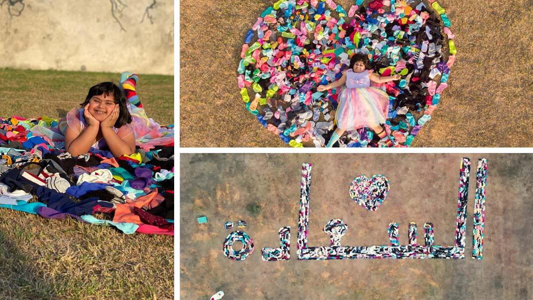 Collage-images-of-the-record-breaking-collection-of-socks-with-Latifa-in-abu-dhabi