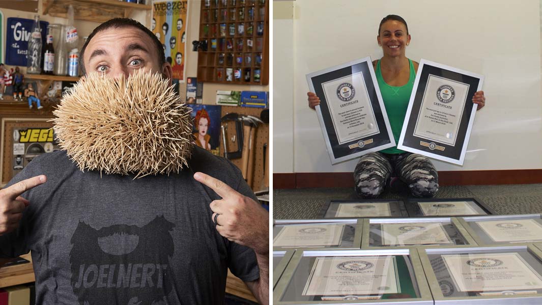 A collage of record holders from the GWR 2021 book