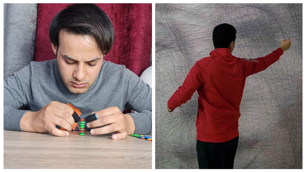 Split image of Iraqi record holders during their attempt