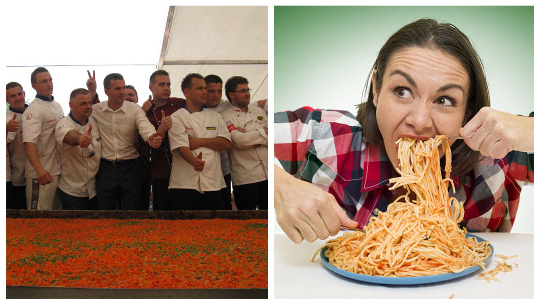 Split images from record attempts that are about pasta
