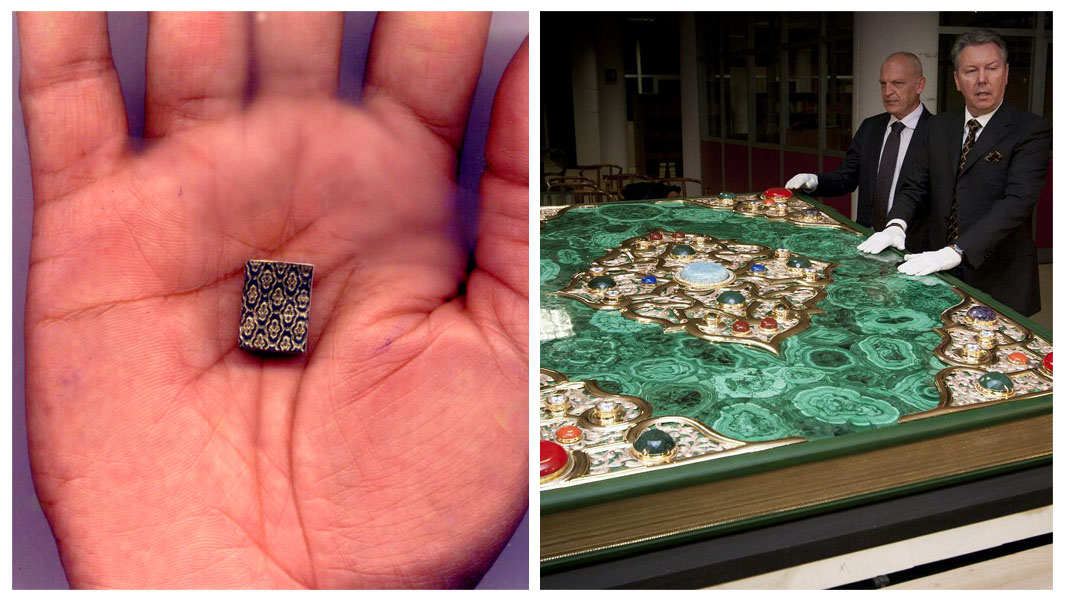 Collage image of the largest and smallest holy Quran