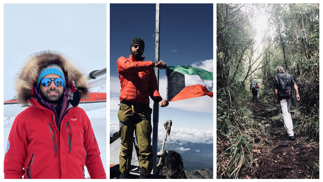 Collage images of Yousef Al Refaie during his record attempt