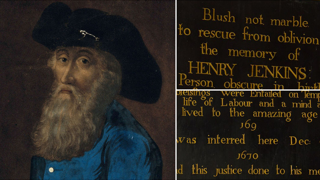 split image of Henry Jenkins and his memorial plaque