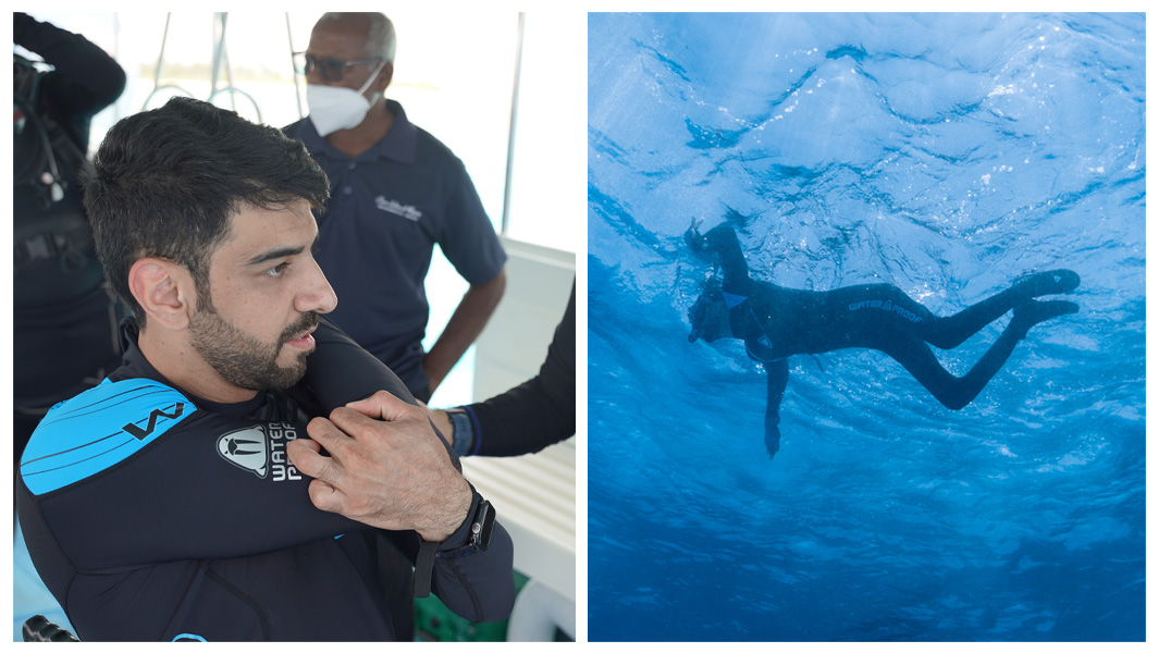 Split image of Faisal Al Mosawi during a record attempt