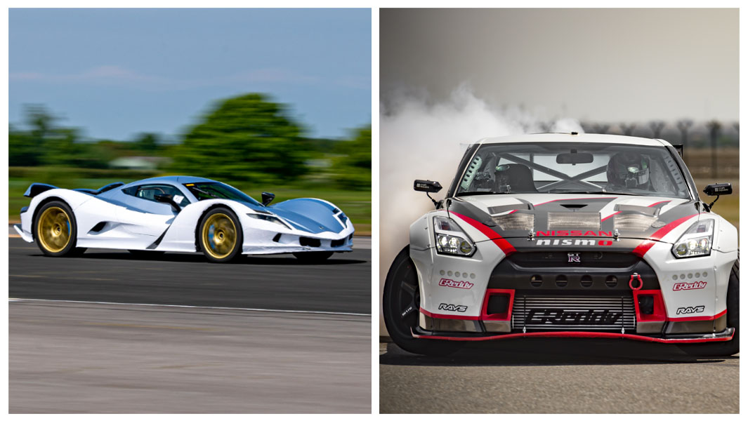 Collage images of car related record attempts