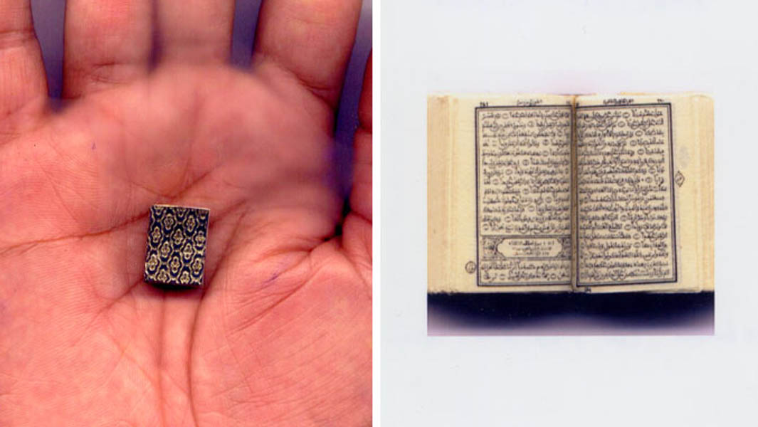 Collage images of the Smallest Quran in the world