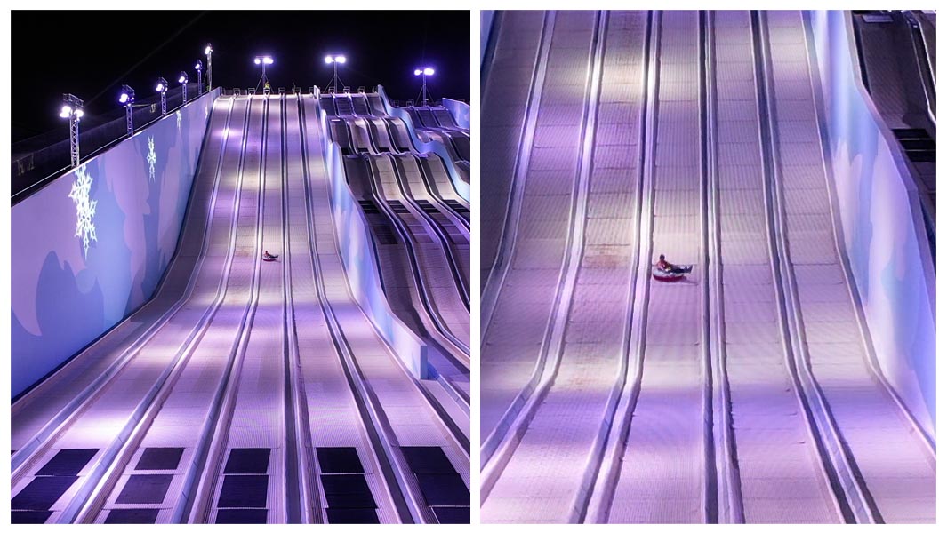Collage images of the worlds tallest fun slide