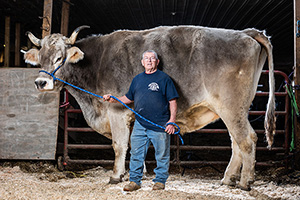 Tallest steer and his owner