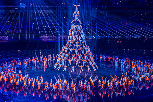 a human pyramid